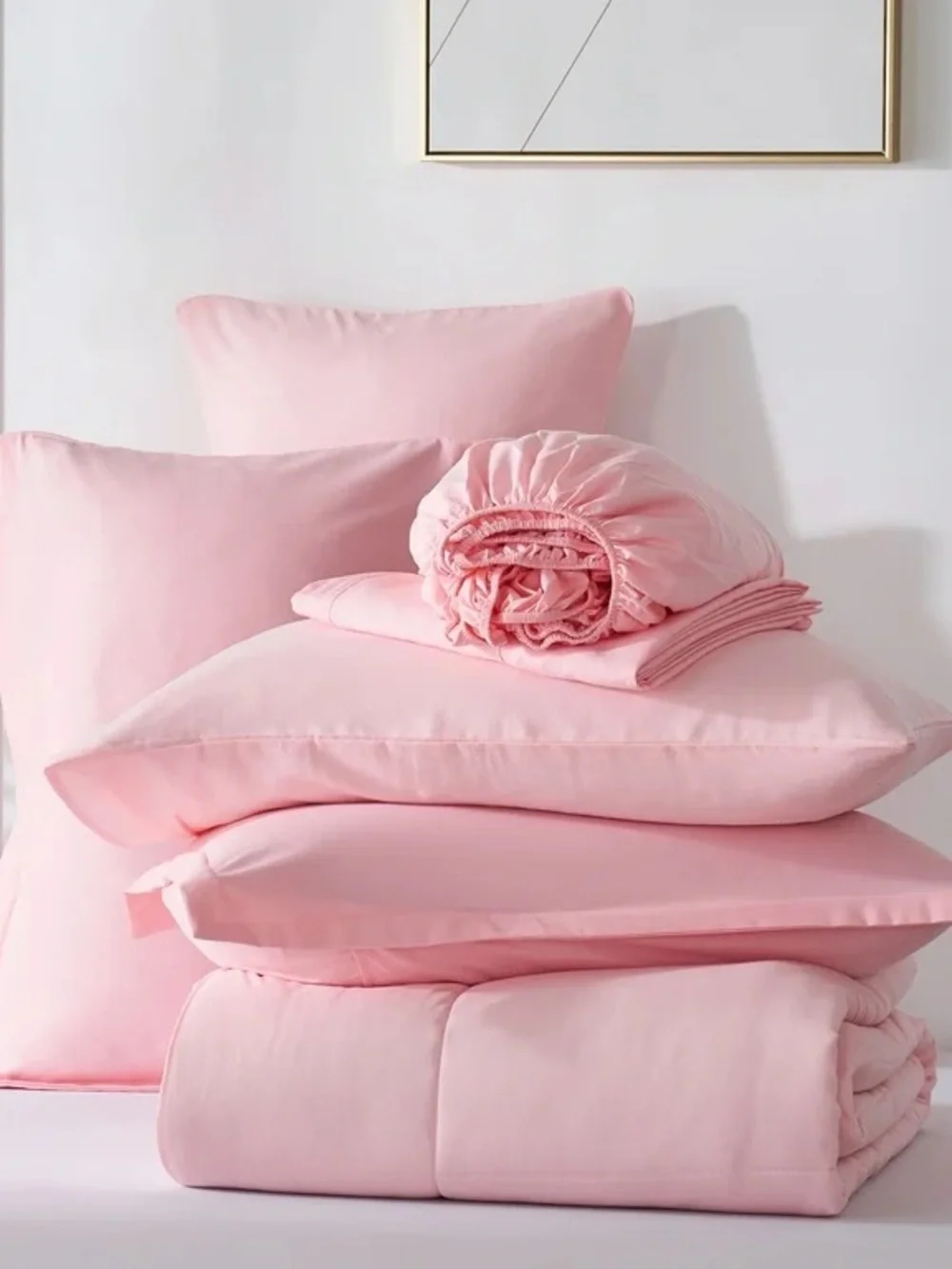 7 pc Soft Pink Comforter Set - Classic Cozy Bedding
